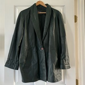 Women’s vintage green leather jacket